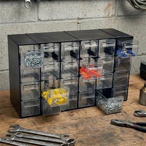 Dmora - Armadio Multiuso 2 Ante Lens, Armadietto Porta minuteria, Mobile per contenitori portautensili, 100% Made in Italy, Antracite, 38x14h23 cm