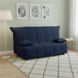 Talamo Italia Dmora Divano Letto 2 posti Alisee, Sofà Soggiorno con Apertura a Carrello in Tessuto Imbottito, Cuscini Inclusi, 100% Made in Italy, Cm 125x90h85, Blu