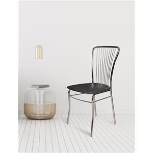 Dmora Castellod, Sedia Moderna con fondello in Ecopelle, Struttura in Metallo Cromato, Ideale per Sala da Pranzo, Cucina o Salotto, Cm 54x45h95, Antracite