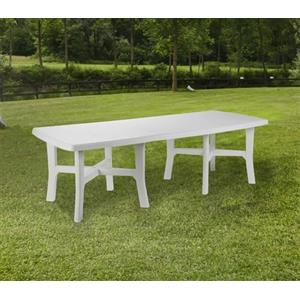 Dmora - Tavolo da esterno Messina, Ripiano allungabile da pranzo, Tavolo rettangolare da giardino multiuso, 100% Made in Italy, 160x100h72 cm, Bianco