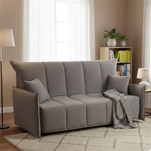 Talamo Italia Dmora Divano Letto 2 posti Alissa, Sofà con Apertura a Carrello in Tessuto Imbottito, Braccioli Standard, 100% Made in Italy, Cm 150x90h85, Grigio