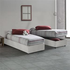Dmora Talamo Italia - Letto singolo Serena, Letto contenitore con rivestimento in ecopelle, 100% Made in Italy, Apertura frontale, adatto per materasso Cm 90x190, Bianco