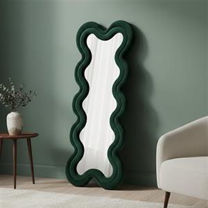 Dmora - Specchio Oiapoque, Specchiera, Articolo d'arredo a muro, Decorazione con specchio, 58 x 4 h160 cm, Verde