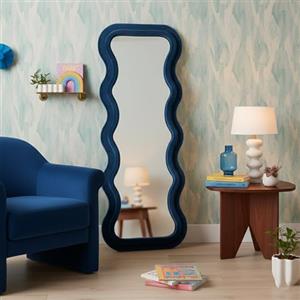 Dmora - Specchio Virago, Specchiera, Articolo d'arredo a muro, Decorazione con specchio, 60 x 6 h160 cm, Blu