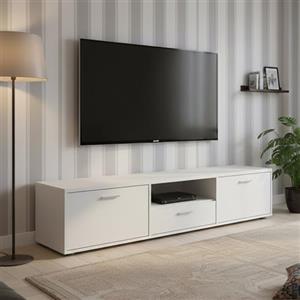 Dmora - Mobile porta TV Harmonie, Credenza da soggiorno, Armadio basso per TV, Base parete attrezzata, 177x40 h38 cm, Bianco
