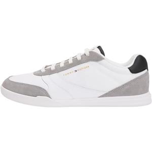 Tommy Hilfiger Uomo Sneakers Running Leather Mix con Lacci, Bianco (White), 40
