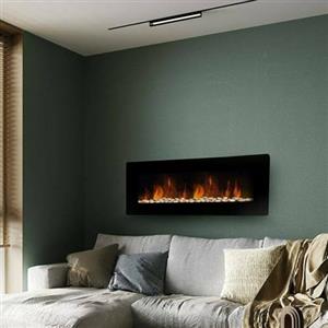 Dmora Camino Elettrico Dtamburin, Stufa elettrica, Focolare Elettrico a Parete, Caminetto Moderno, Made in Italy, 11x127 h50 cm, Nero