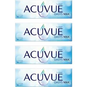 ACUVUE OASYS MAX 1-Day, lenti a contatto giornaliere; Comfort tutto il giorno e visione nitida, filtrano la maggior parte della luce blu-viola;-9.00 diottrie; BC 8.5; DIA 14.30; 30 lenti