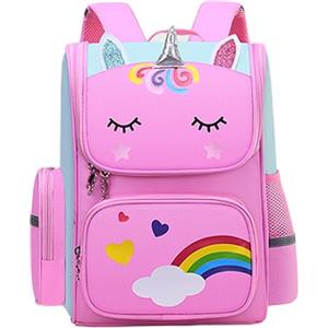 Generic Unicorno Zaino Scuola per Bambini, Zainetto per Ragazze, Animale Scuola Borsa, Leggero Elementare Zaino Borsa Viaggio Grande Capacità(Rosa)