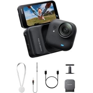 Insta360 GO Ultra Pack Base Nero Notte- action cam mini 4K a mani libere, indossabile, superba in bassa luce, montala ovunque, stabilizzazione FlowState, 200 min di carica, impermeabile 10m