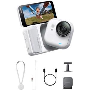 Insta360 GO Ultra Pack Base Bianco Artico- action cam mini 4K a mani libere, indossabile, superba in bassa luce, montala ovunque, stabilizzazione FlowState, 200 min di carica, impermeabile 10m
