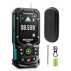 MiLESEEY S50 Metro Laser con Raggio Verde, 120 m Misuratore Laser, P2P Metro Laser Professionale, Allineamento Laser Laterale, Ricaricabile, Display IPS da 6,1 cm, All'Interno All'Esterno