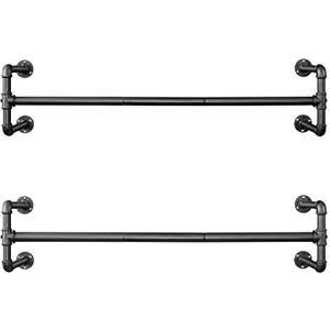 SONGMICS Set di 2 Attaccapanni da Muro, Barra Appendiabiti da Parete a Tubo, Stile Industriale, Salvaspazio, 112 x 30 x 29,3 cm, Portata di 60 kg, Montaggio Facile, per Spazio Stretto, Nero