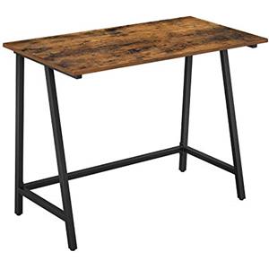 VASAGLE Scrivania per Computer, Scrittoio, Piano Vintage, Tavolo da Studio, Montaggio Facile, 50 x 100 x 75 cm, Industriale, Marrone Vintage e Nero LWD40X