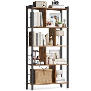 VASAGLE Libreria, Scaffale Portaoggetti a 5 Ripiani, Organizzatore per Studio Ufficio, con Scomparti Aperti per Soggiorno, in Stile Industriale, Marrone Vintage e Nero Inchiostro LBC12BX