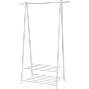 SONGMICS Appendiabiti con 2 Ripiani Portaoggetti Portascarpe, Struttura in Metallo, Salvaspazio, Ideale in Camera da Letto, Corridoio, Ufficio e Altre Stanze, Bianco HSR05W