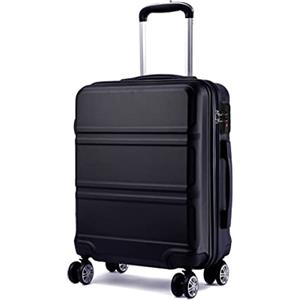 KONO Trolley Bagaglio a Mano Rigida Valigia da Viaggio in ABS Valigie con 4 Ruote e Lucchetto TSA 51.5x38x21cm, Nero