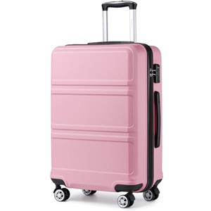 KONO Bagaglio Mano Valigia Materiale ABS Leggero e Resistente con 4 Ruote Rotanti 51.5x38x21cm, 41L (Rosa)