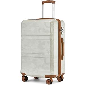 KONO Valigia Media ABS Leggero e Rigido con 4 Ruote 360°, Lucchetto TSA, Trolley da Stiva per Viaggi（24", Crema/Mimetico
