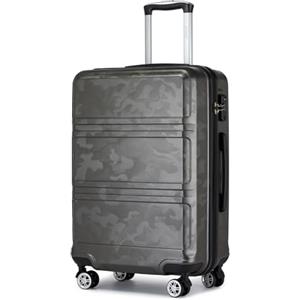 KONO Valigia Media ABS Leggero e Rigido con 4 Ruote 360°, Lucchetto TSA, Trolley da Stiva per Viaggi（24", Grigio/Mimetico