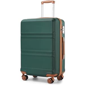 KONO Valigia Media ABS Leggero e Rigido con 4 Ruote 360°, Lucchetto TSA, Trolley da Stiva per Viaggi (24", Verde/Marrone)