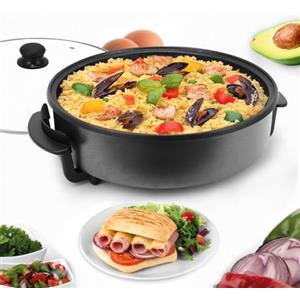 SUPERLEX Padella multifunzione da 9,6 litri, con coperchio, 42 x 7 cm, 1500 Watt, padella elettrica, per pizza