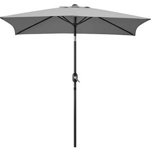 Yaheetech Ombrellone Rettangolare da Giardino Inclinabile Protezione UV con 6 Stecche Metalliche e Manovella Parasole da Esterno/Patio/Mercato/Spiaggia, 196,5x147x227 cm Grigio