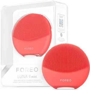 FOREO LUNA 4 mini, spazzola detergente viso, Massaggio viso, Favorisce l'assorbimento delle formule di skincare, Spazzola viso da viaggio, Per tutti i tipi di pelle, Coral