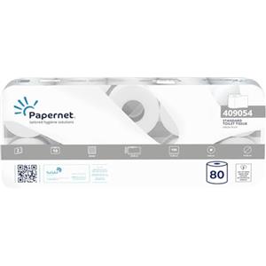 Papernet - Carta Igienica 409054, 10 Rotoli per Pacco, Realizzata in Pura Cellulosa, Lunghezza Rotolo 20,9m, 190 Strappi, Diametro Rotolo 11 cm, Anima 4,5 cm, Confezione da 8 x 10 rotoli