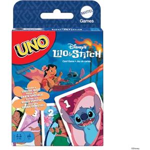 Mattel Games - UNO Disney Lilo e Stitch, versione dell'iconico gioco di carte per tutta la famiglia, regole speciali e carte ispirate al film Disney, giocattolo per bambini, 7+ anni, JCC10