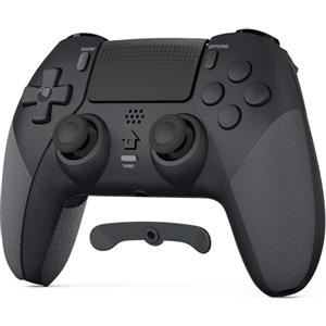 LATEC Controller per PS4 con Bluetooth, Controller Wireless PS4 con 2 Pulsanti Macro Programmabili, Sensore Giroscopico a 6 Assi, Doppia Vibrazione, Touchpad, Nero