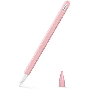 MoKo Cover compatibile con iPad iPencil di seconda generazione, custodia protettiva per pennino in silicone, pennino capacitivo con punta di ricambio e clip integrata, colore: Rosa chiaro