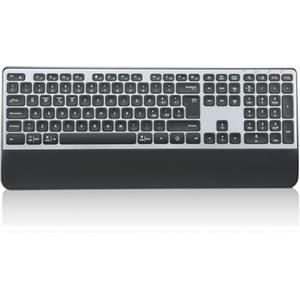 CITLLA Tastiera Bluetooth wireless K9100, tastiera full-size per più dispositivi, con poggiapolsi, retroilluminazione a 3 livelli, tastiera ricaricabile, adatta per computer, laptop e tablet.