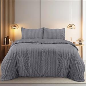 Utopia Bedding Set Copripiumino Seersucker - Include 1 Copripiumino 200x200 cm con Chiusura a Cerniera, 2 Federe 50x75 cm con Chiusura a Busta; Il Piumino è Venduto separatamente.