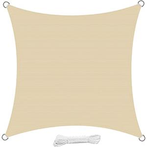 swift Vela Ombreggiante 2x2 m Quadrata Permeabile Protezione Anti Raggi UV Tenda a Vela, Telo Tenda da Sole a Vela per Esterno, Giardino & Gazebo, Beige