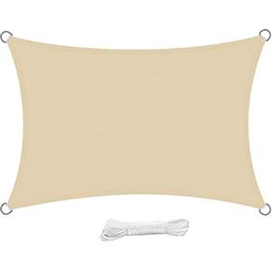 swift Tenda a Vela Rettangolare 2x3 m Permeabile Protezione Anti Raggi UV Vela Ombreggiante 3x2 m, Telo Tenda da Sole a Vela per Esterno, Giardino & Gazebo, Beige