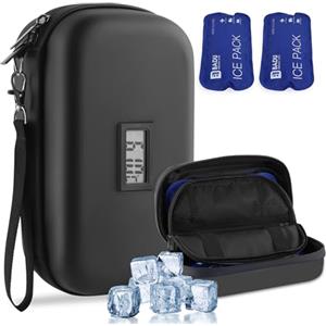 HIMDUZE Borsa termica da viaggio per insulina, approvata TSA, portatile, per farmaci diabetici, Con display Fahrenheit, organizer per farmaci refrigerati con 2 confezioni di ghiaccio