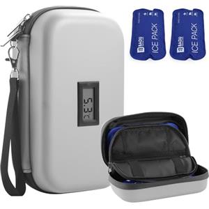 HIMDUZE Custodia da viaggio per insulina, approvata TSA, refrigeratore per medicinali da viaggio, con termometro per temperatura, custodia da viaggio per diabetici, con 2 confezioni di ghiaccio