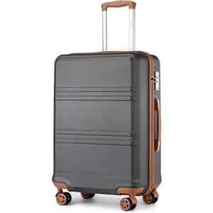 KONO Valigia Media ABS Leggero e Rigido con 4 Ruote 360°, Lucchetto TSA, Trolley da Stiva per Viaggi（24", Grigio/Marrone