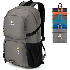 SKYSPER Zaino Ultraleggero Pieghevole 30L, Resistente all'Acqua Con Strisce Riflettenti per Trekking, Hiking, Escursione, Viaggio - Uomo Donna, Grigio Chiaro