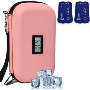 HIMDUZE Borsa termica da viaggio per insulina, approvata TSA, portatile, per farmaci diabetici, Con display Fahrenheit, organizer per farmaci refrigerati con 2 confezioni di ghiaccio