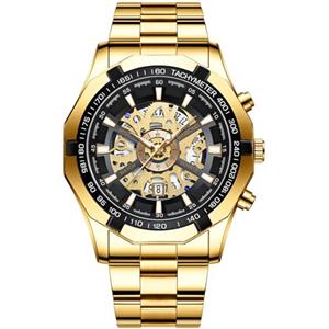 JewelryWe Orologio da Polso al Quarzo da Uomo: Orologio in Acciaio Inossidabile con Calendario Lancette Luminose Orologio Sportivo Impermeabile Regalo per lui