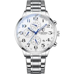 JewelryWe Orologio da Uomo da Polso Multifunzione: Orologio al Quarzo con Calendario Lancette Luminescenti Cronometro Idee Regalo per lui