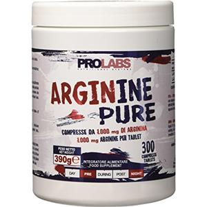 PROLABS ARGININE PURE - 300 compresse da 1000 mg - 100% arginina di origine vegetale da fermentazione - Massima purezza - Ossido Nitrico - Supporto GH - Vegan
