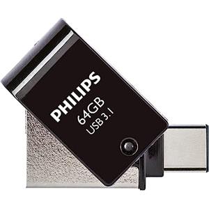 Philips 2-in-1 OTG Edition Ultra Speed USB-C/USB 3.1, unità flash USB doppia 64 GB per PC, laptop, computer, smartphone (Android), tablet, Ultra Small, velocità di lettura fino a 180 MB/s