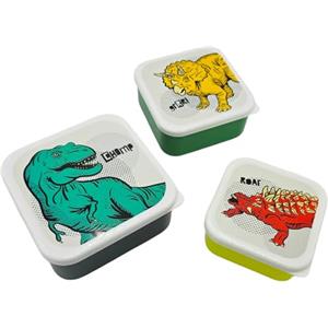 ARKRAFT set 3 porta merenda bambino disegno dinosauro Tirex per picnic scuola (Porta Merenda Tirex)