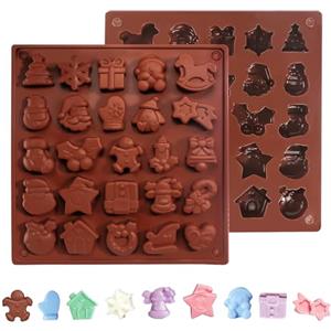 DELAESI Stampi Cioccolatini 2 Pezzi Stampi in Silicone Stampo Cioccolato Stampo Silicone Natale Stampo Tavoletta Cioccolato per Realizzare Cubetti di Ghiaccio Gelatina di Cioccolato