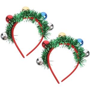 Amosfun 2 pezzi di cerchietto per capelli natalizio con palline di Natale, accessorio per la testa, copricapo per adulti, bambini, feste, albero di Natale, costume