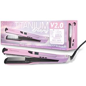 Demeliss Piastra a Vapore Titanium V2.0 Dreams - 2 in 1 Liscio e Ricci - Serbatoio 30 ml - Professionale, Anticrespo - Per Tutti i Tipi di Capelli