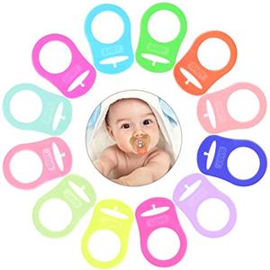Vicloon Pulsante di Silicone Anello, 12 Pezzi Adattatori per Ciuccio in Silicone, Ciuccio Clip Adattatore Adatto Alla Maggior Parte dei Succhietti per Bambini
